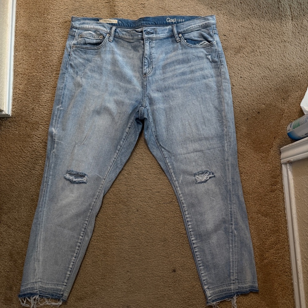 GAP Faded Blue Girlfriend Ripped Jeans